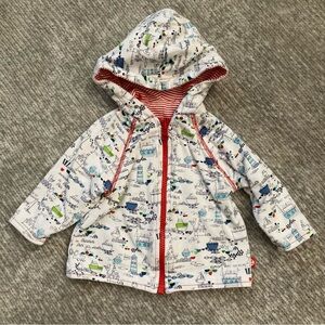 Zutano Reversible Hoodie 12M‎ Red Stripes & Nautical Print Baby Jacket